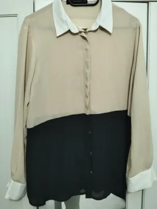 Blusa Zara Basic Beige y Negra