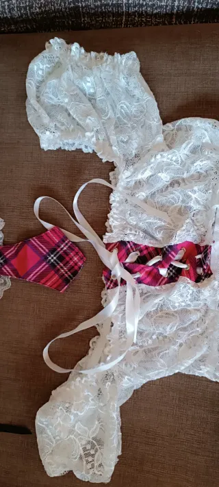 Disfraz sexy encaje y cuadros