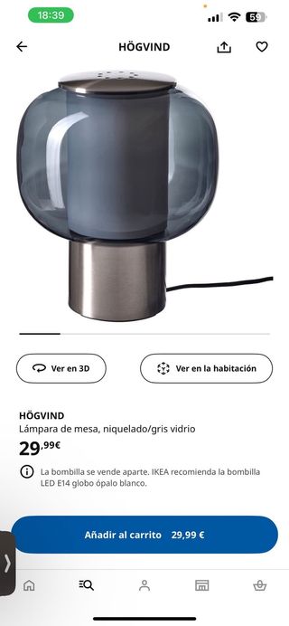 Lámpara IKEA Högvind Gris/Plateada