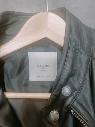 Cazadora cuero hombre Mango negra