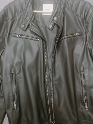 Cazadora cuero hombre Mango negra