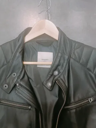 Cazadora cuero hombre Mango negra