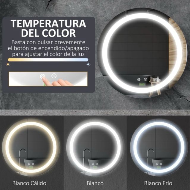 Espelho de Banheiro LED Touch Redondo