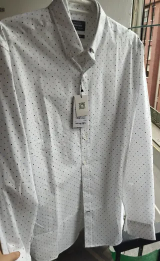 Sfera Men Camisa Algodón Lunares Talla L