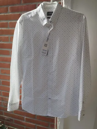 Sfera Men Camisa Algodón Lunares Talla L