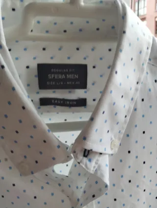 Sfera Men Camisa Algodón Lunares Talla L