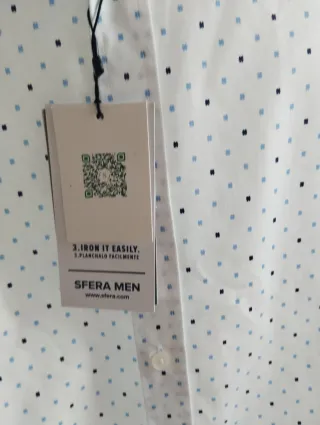 Sfera Men Camisa Algodón Lunares Talla L