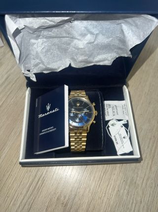 Reloj Maserati Nuevo Cuarzo Dorado Azul