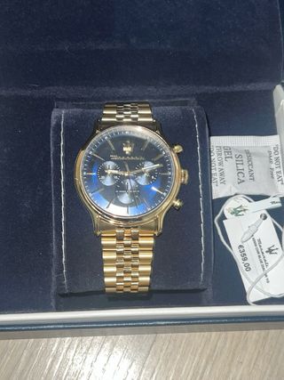 Reloj Maserati Nuevo Cuarzo Dorado Azul