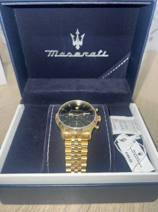 Reloj Maserati Nuevo Cuarzo Dorado Azul