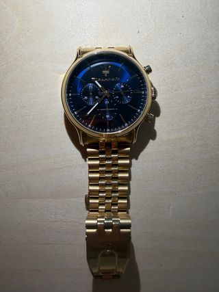 Reloj Maserati Nuevo Cuarzo Dorado Azul