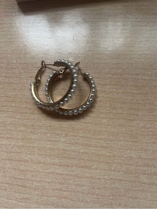 Pendientes Aro Zara Perlas Dorados
