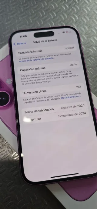 iPhone 16 128GB Rosa 96% bat