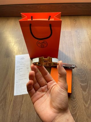 Pulsera Hermes H Gold White