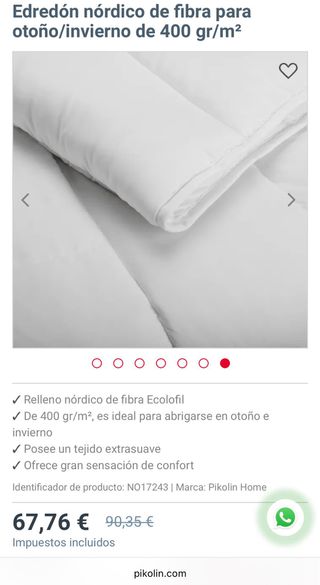 Edredón/ Relleno Nórdico 240x220cm