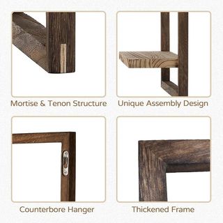 Set 4 Estantes Madera Rústicos Marrón Pared