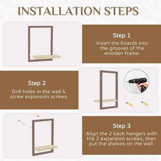 Set 4 Estantes Madera Rústicos Marrón Pared