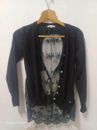 Cardigan donna S pizzo trasparente