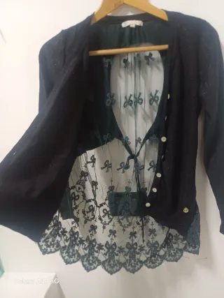 Cardigan donna S pizzo trasparente