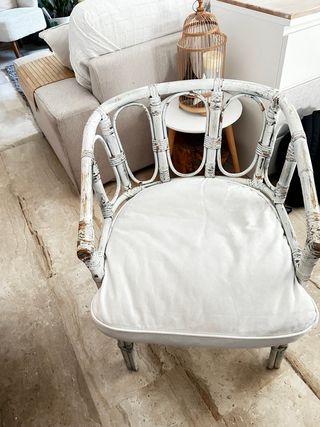 Sillón vintage ratán y madera