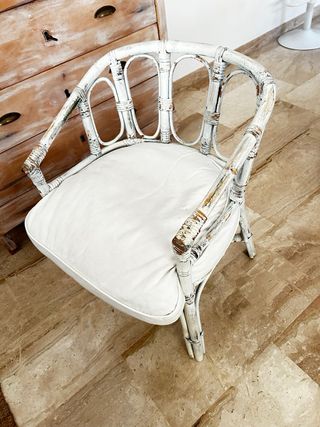 Sillón vintage ratán y madera
