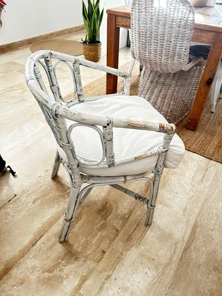 Sillón vintage ratán y madera