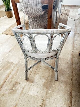 Sillón vintage ratán y madera