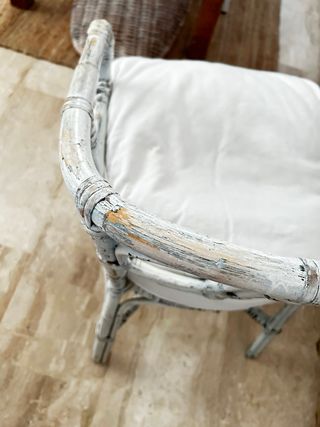 Sillón vintage ratán y madera