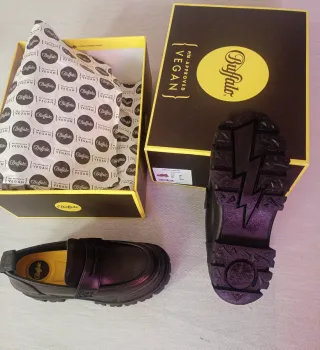 Mocasines Buffalo veganos negros mujer