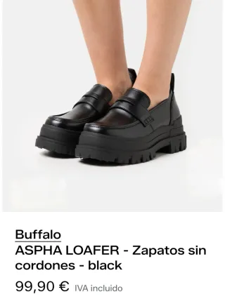 Mocasines Buffalo veganos negros mujer