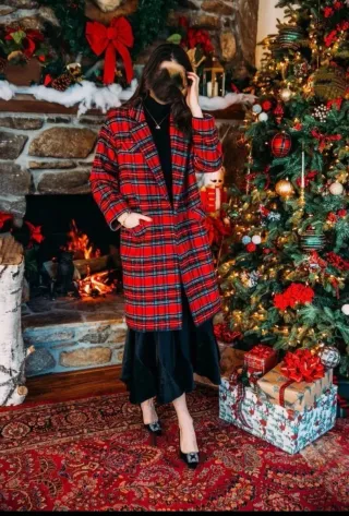 Abrigo Zara cuadros escoceses largo