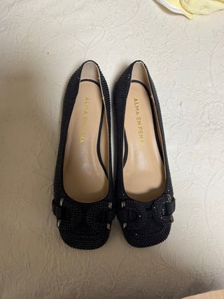 Zapatos bailarinas Alma en Pena joya negros nuevos