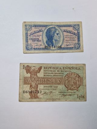 LOTE BILLETES PESETAS 1937