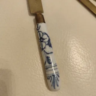 6 Coltelli Frutta Antichi Porcellana Bronzo