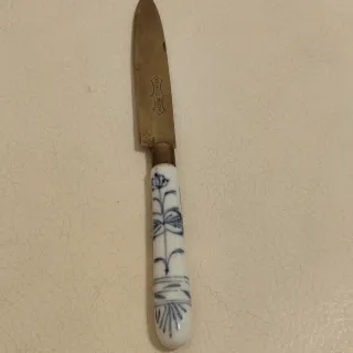 6 Coltelli Frutta Antichi Porcellana Bronzo