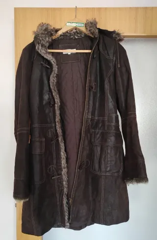 Abrigo piel/ante marrón