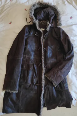 Abrigo piel/ante marrón