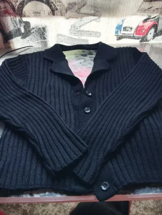 Chaqueta de lana mujer negra