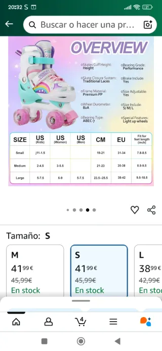 Patines de niña 4 ruedas marca pipizhu talla31 34