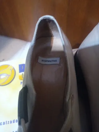 Zapatos Hispanitas Piel Talla 37 Beige/Negro.