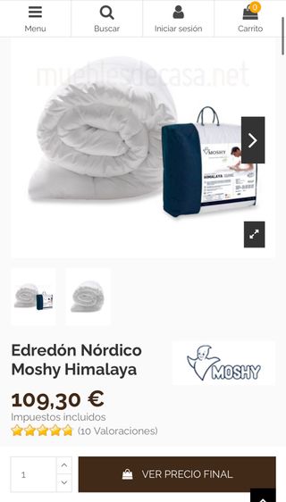 Edredón/ relleno nórdico Moshy 280x240cm