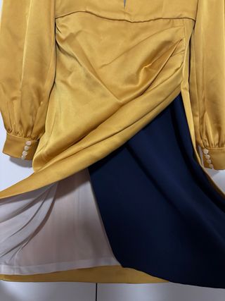 Vestido fiesta Silvia Navarro amarillo mostaza