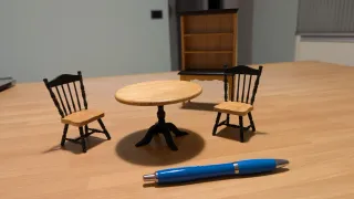 Set Mobili Casa Bambola: Tavolo e 2 Sedie