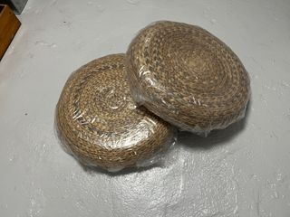 Pouf in vimini rotondi (2 pz)