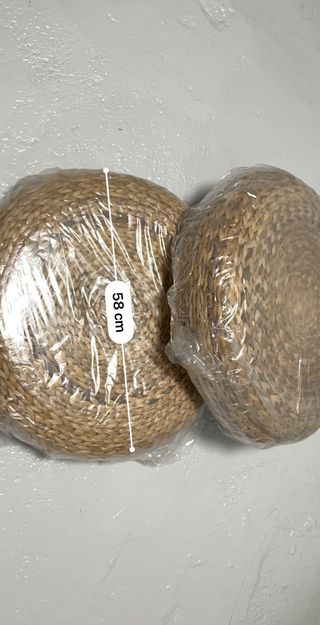 Pouf in vimini rotondi (2 pz)