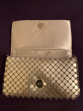 Cartera de fiesta plateada NUEVA 19x12 cm