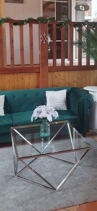 Mesa de centro cristal y metal