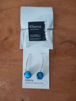 Pendientes Kilama Vidrio con Plata Azul/Verde