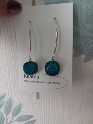 Pendientes Kilama Vidrio con Plata Azul/Verde
