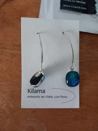 Pendientes Kilama Vidrio con Plata Azul/Verde